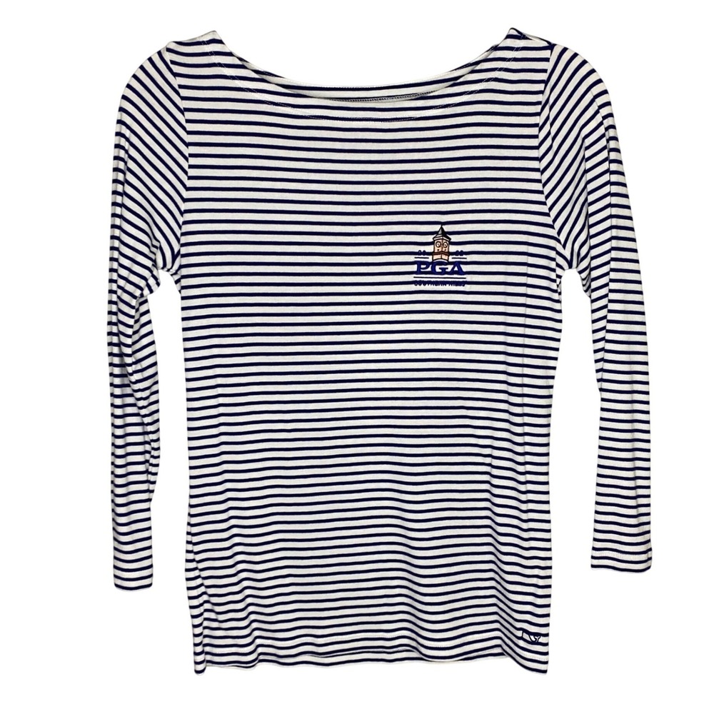 Vineyard Vines Womens Navy White Striped PGA Southern Hills‎ 2022 Top Small